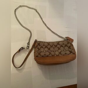 Vintage Coach wristlet with added unbranded chain to make it acrossbody